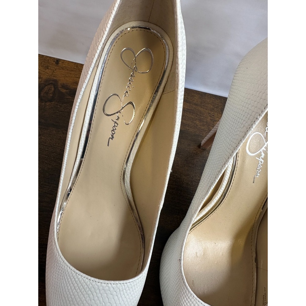 Jessica Simpson Parisah Cream Faux Snakeskin Textured Platform Pumps Heels 11 M - Picture 7 of 16